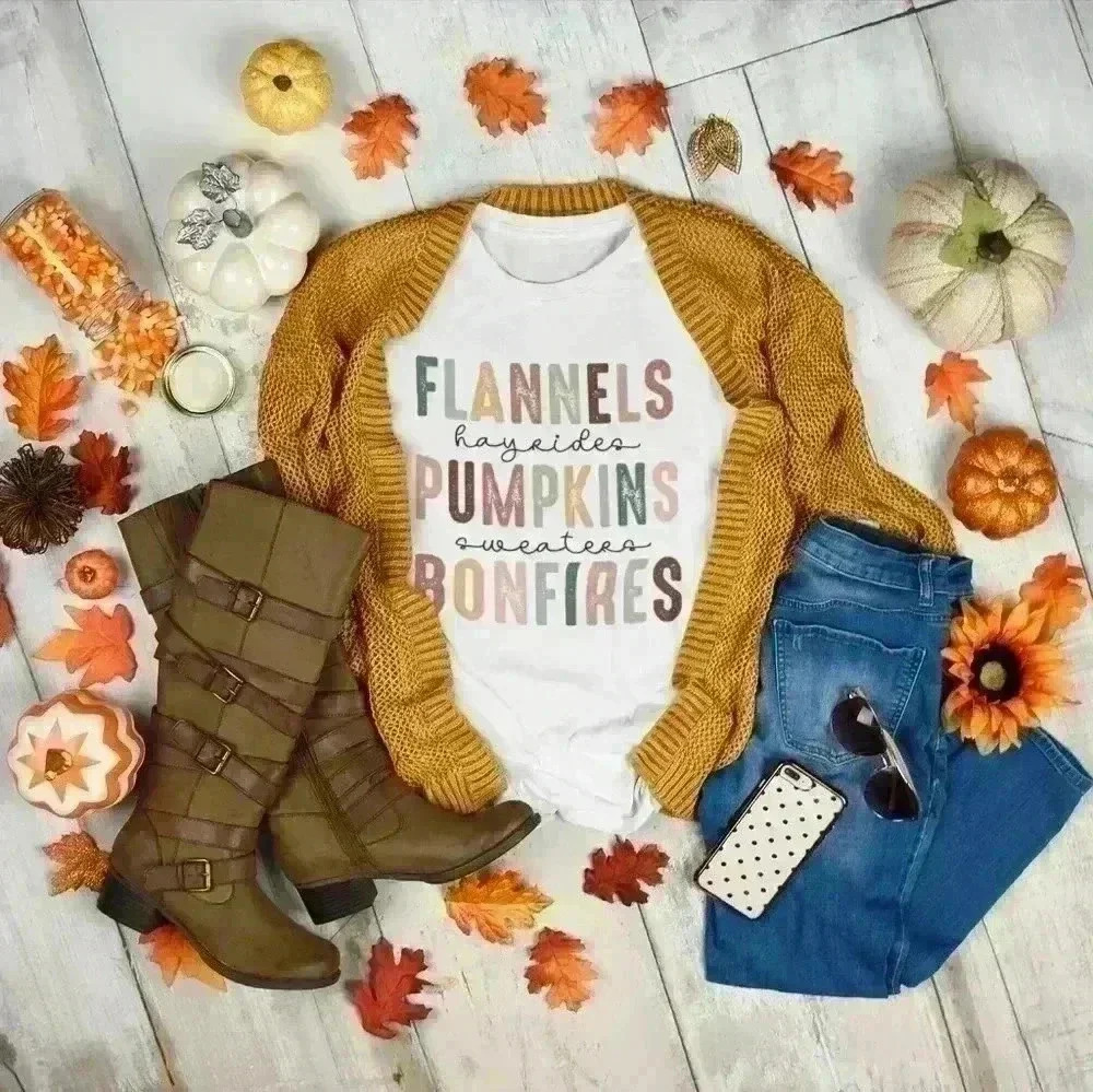 Nataly thyme things i love in fall girl tee shirt